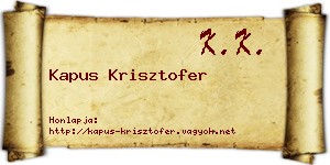 Kapus Krisztofer névjegykártya